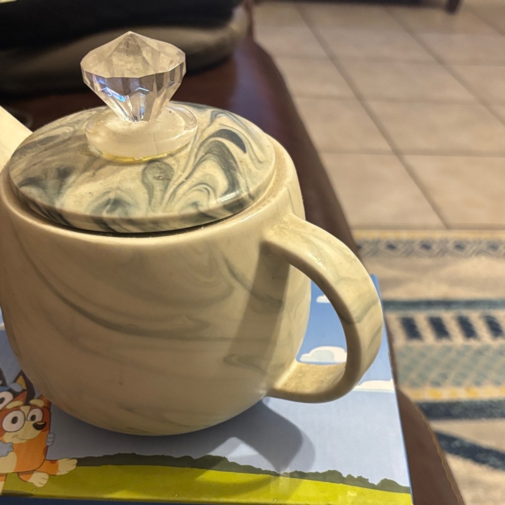 World Market Marbled Ceramic Teapot with Crystal Knob - Picture 3 of 5